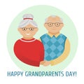 Happy grandparentÃ¢â¬â¢s day. Colorful card with text. Grandfather and grandmother. Happy grandparents. Vector Royalty Free Stock Photo